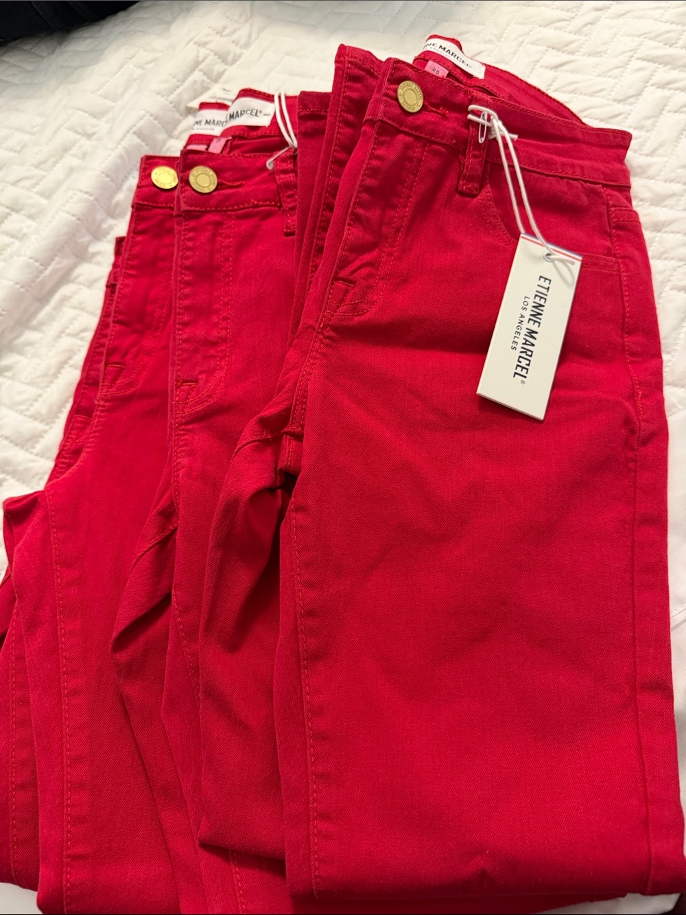 Slim Red Skinny Jeans with Ankle Zip multiple sizes